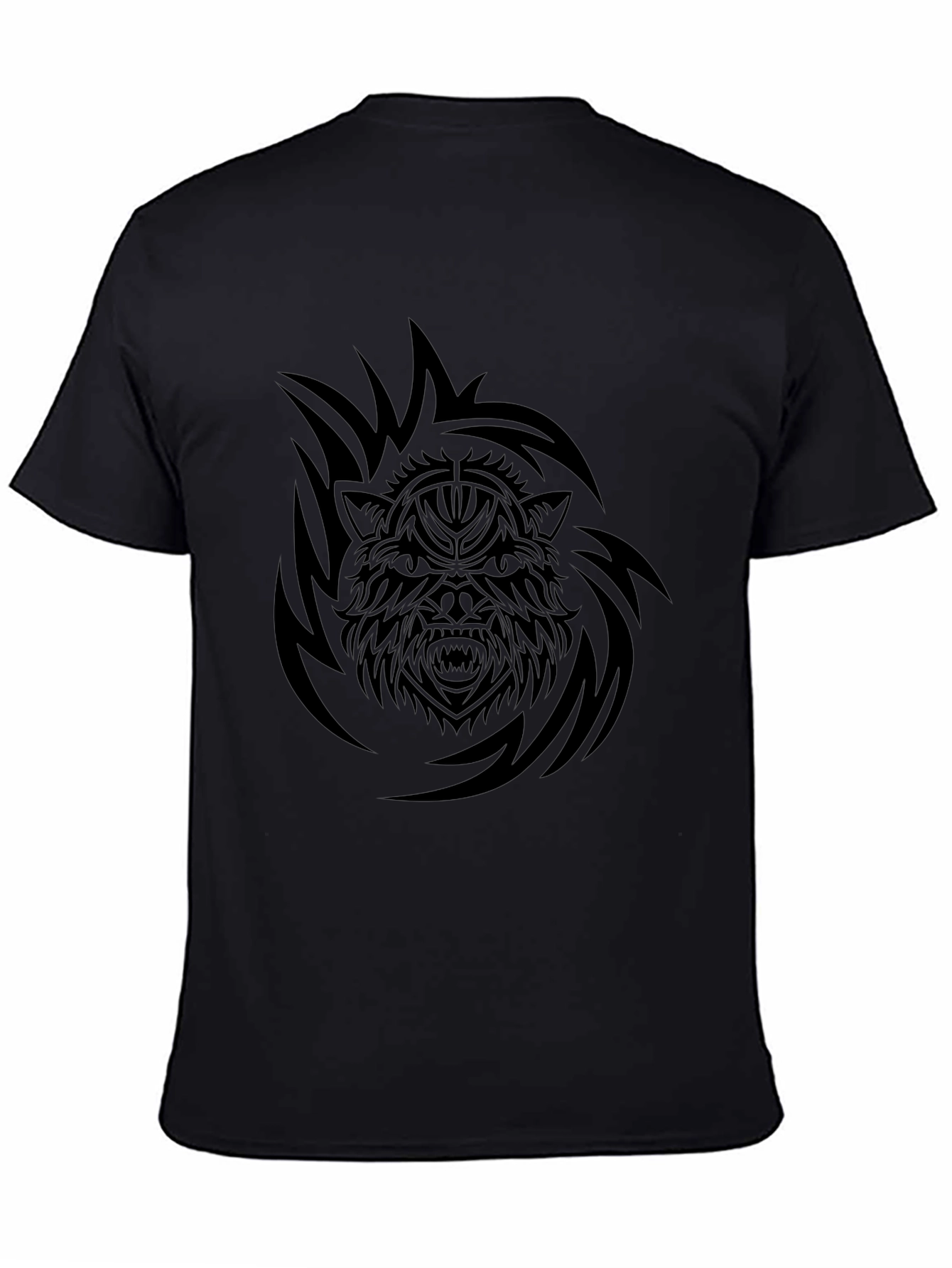 Black Tribal Wolf Graphic Tee