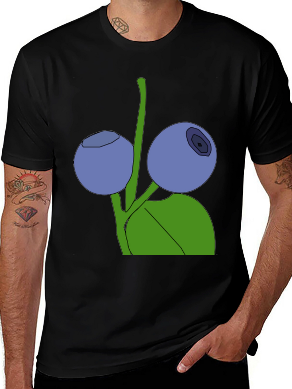 Blueberry Graphic Black T-Shirt