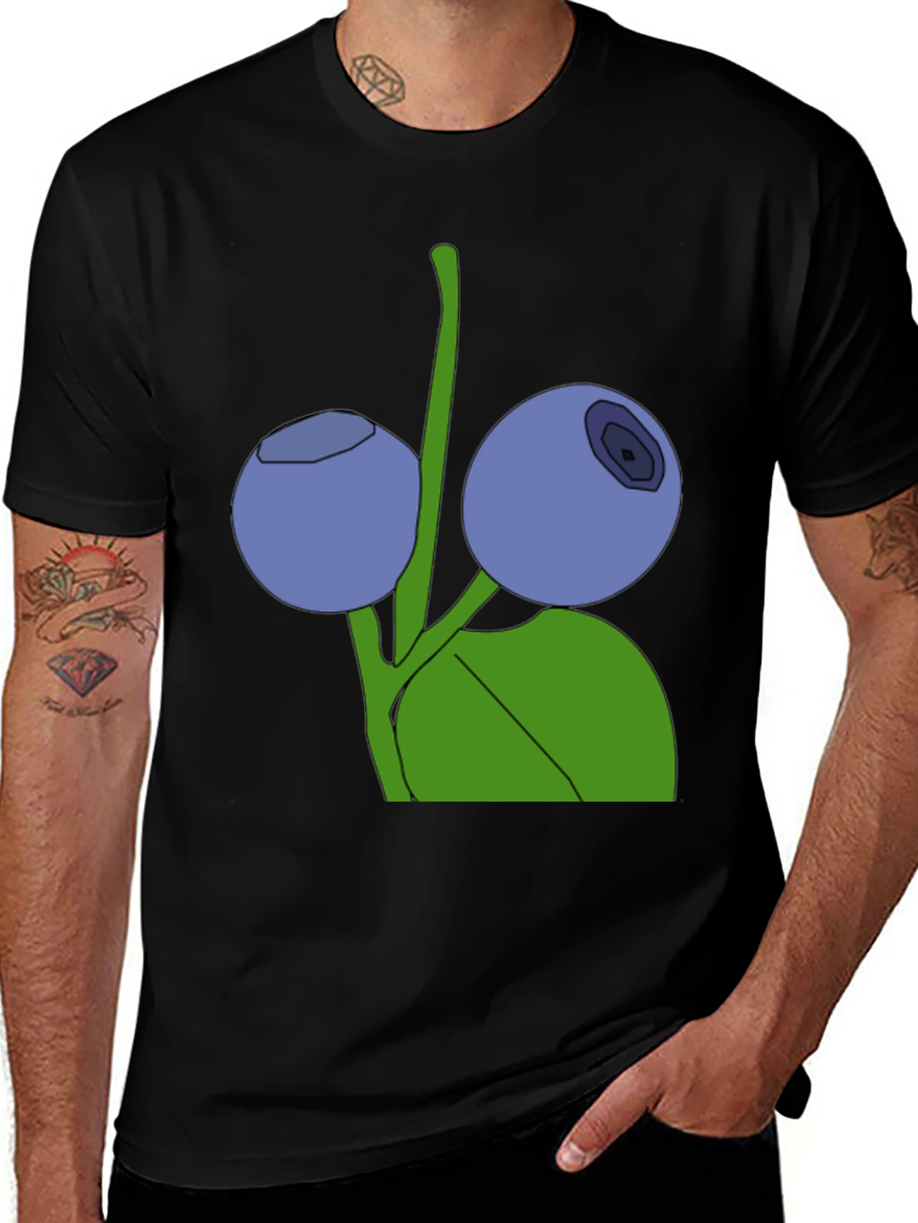 Blueberry Graphic Black T-Shirt