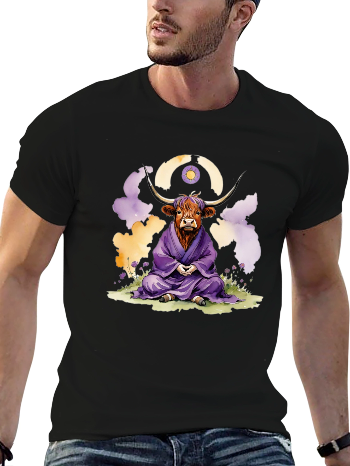 Zen Highland Cow Meditation T-Shirt