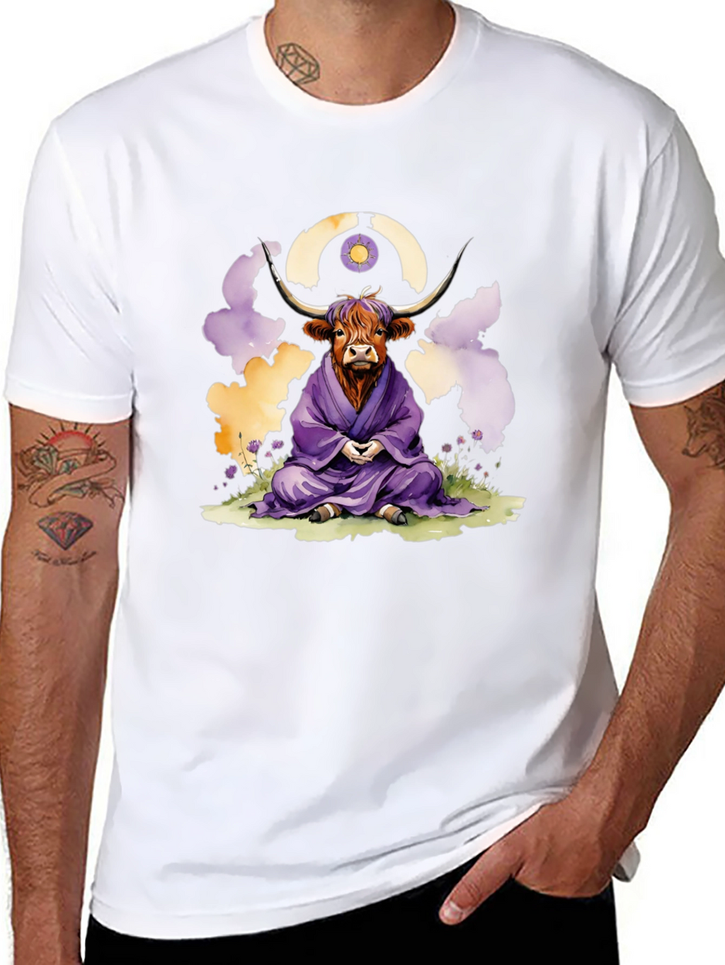 Zen Highland Cow Meditation T-Shirt