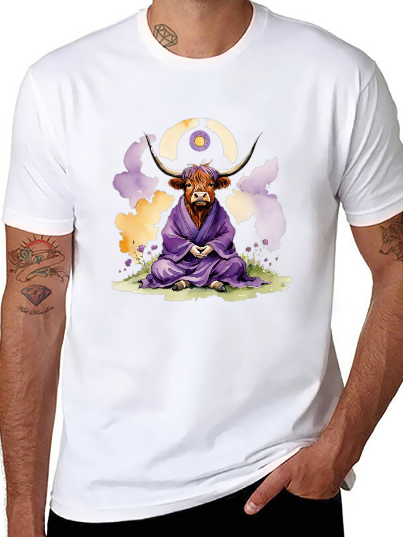 Zen Highland Cow Meditation T-Shirt