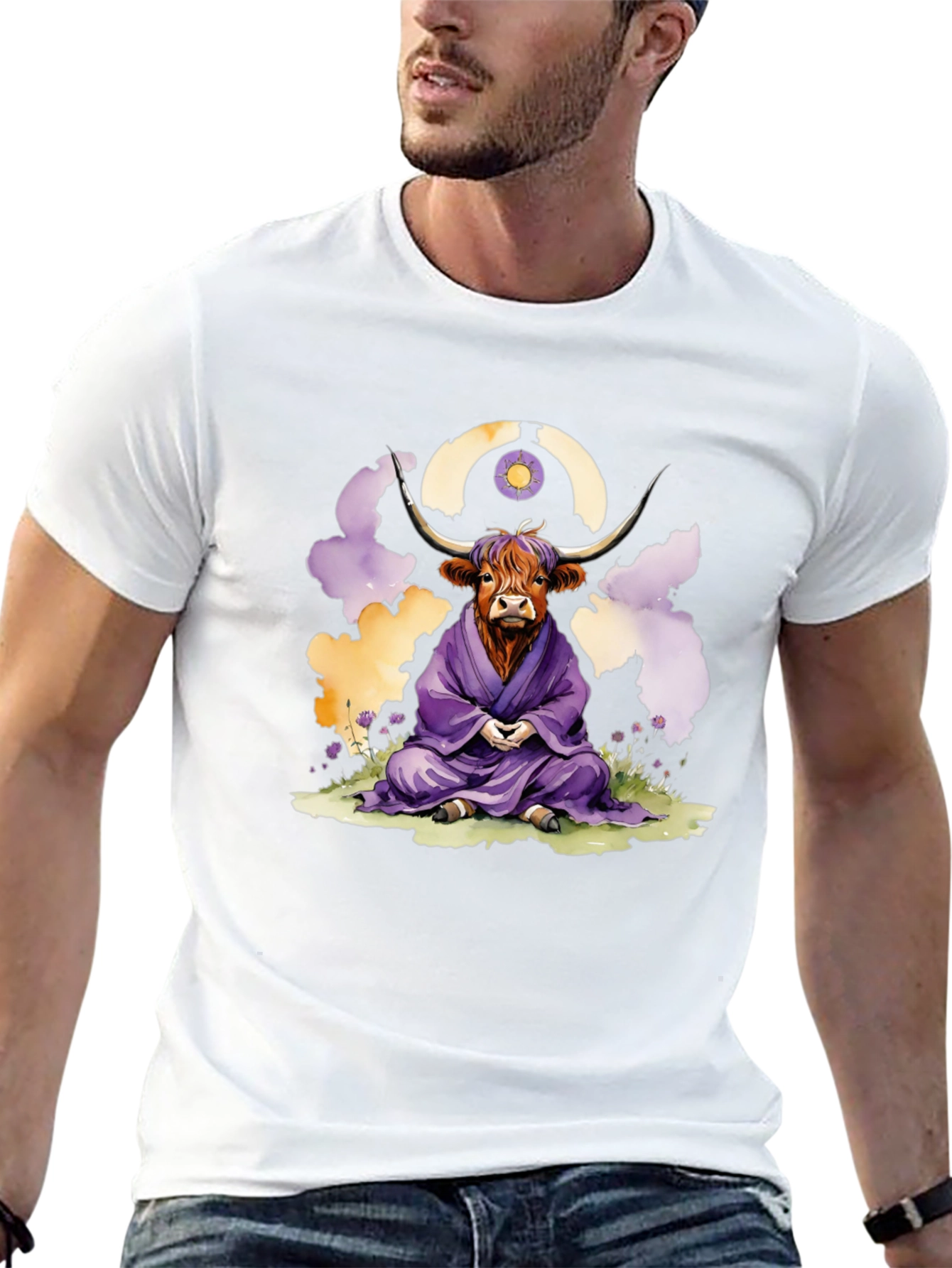 Zen Highland Cow Meditation T-Shirt