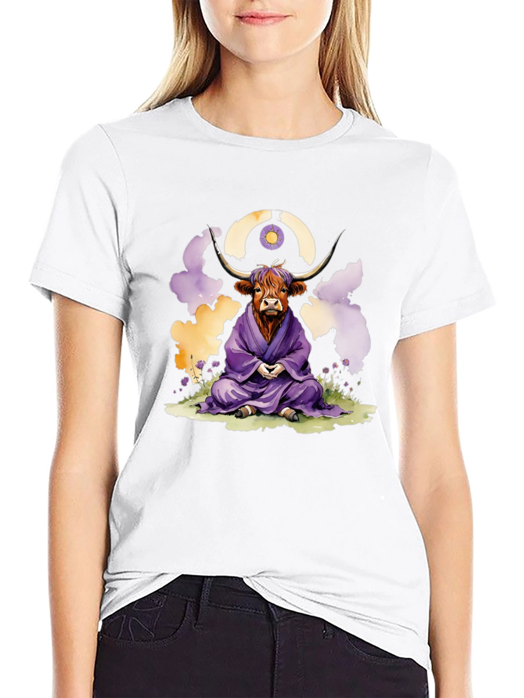 Zen Highland Cow Meditation T-Shirt