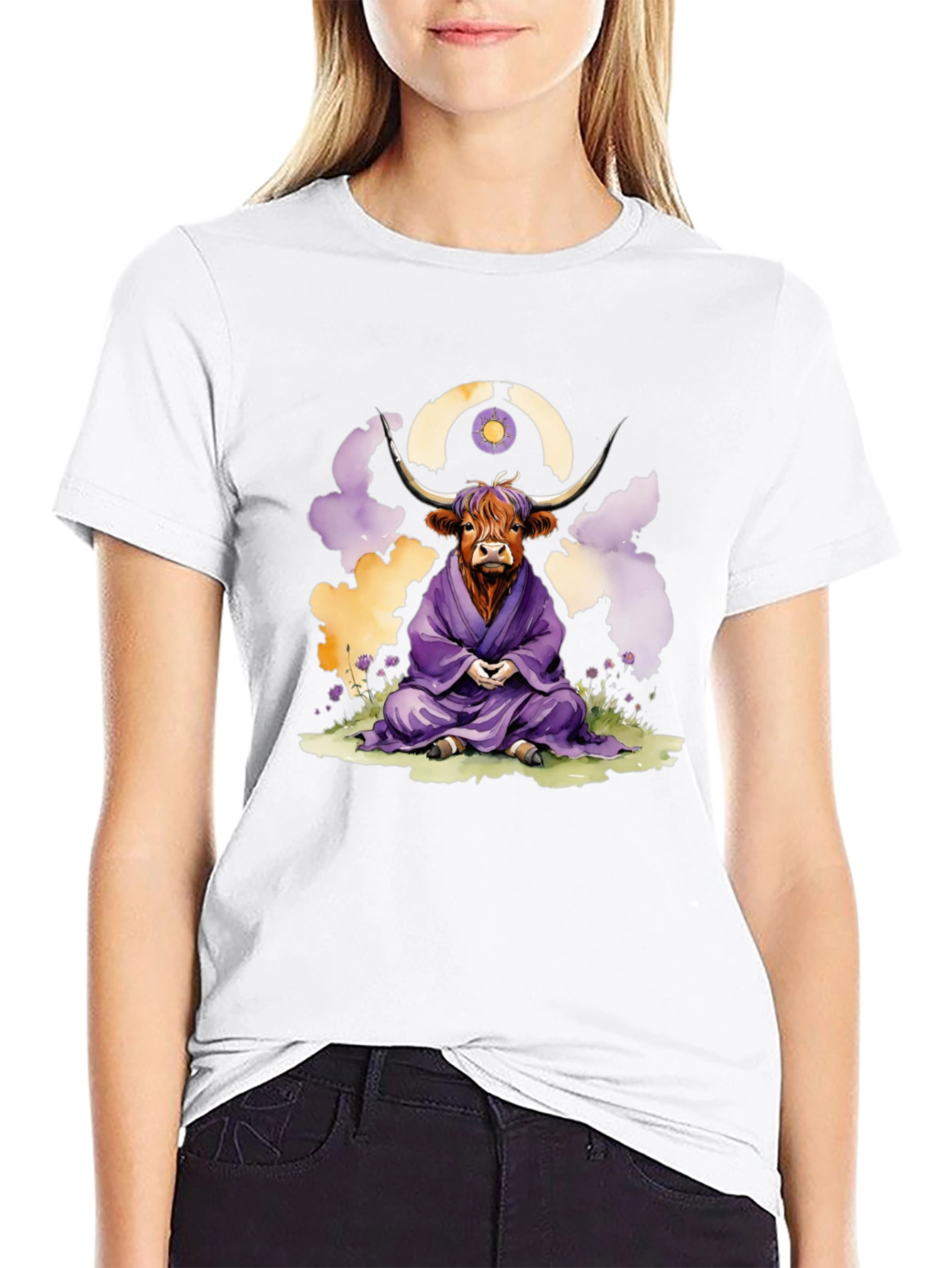 Zen Highland Cow Meditation T-Shirt