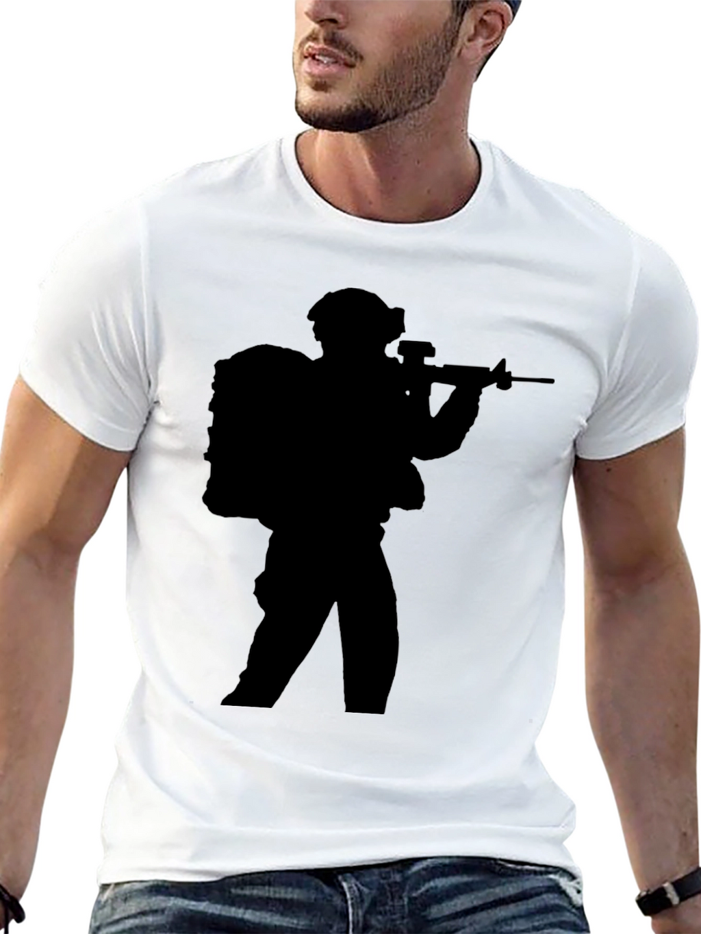Military Silhouette Black T-Shirt