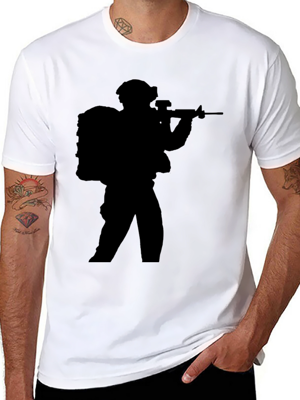 Military Silhouette Black T-Shirt