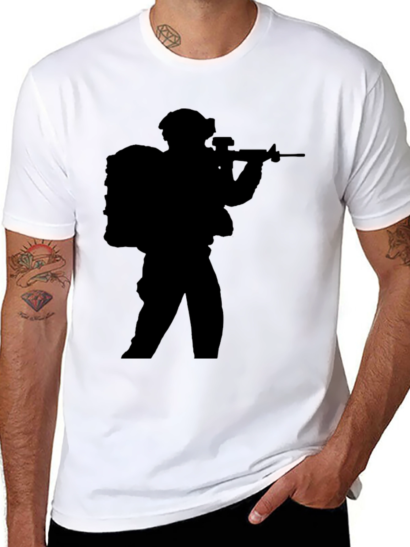 Military Silhouette Black T-Shirt