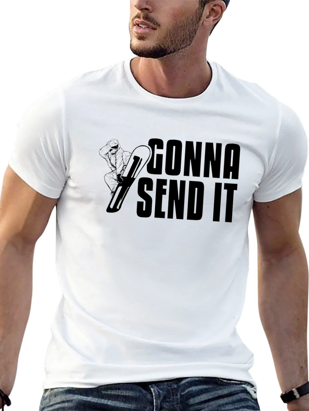 Gonna Send It Black T-Shirt - Snowboard Design