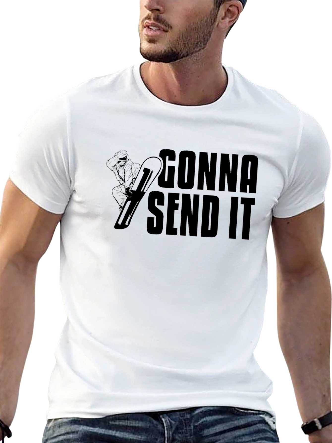 Gonna Send It Black T-Shirt - Snowboard Design