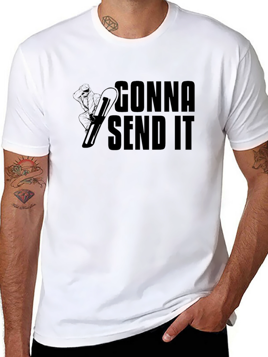Gonna Send It Black T-Shirt - Snowboard Design