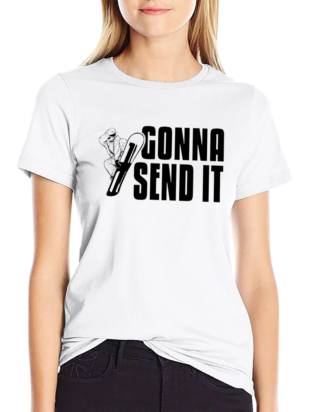 Gonna Send It Black T-Shirt - Snowboard Design