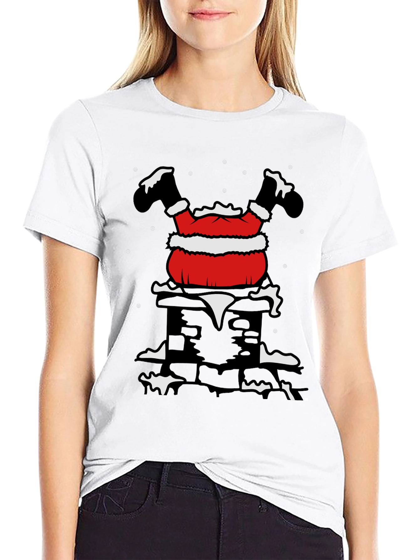 Santa Stuck in Chimney T-Shirt - Holiday Fun