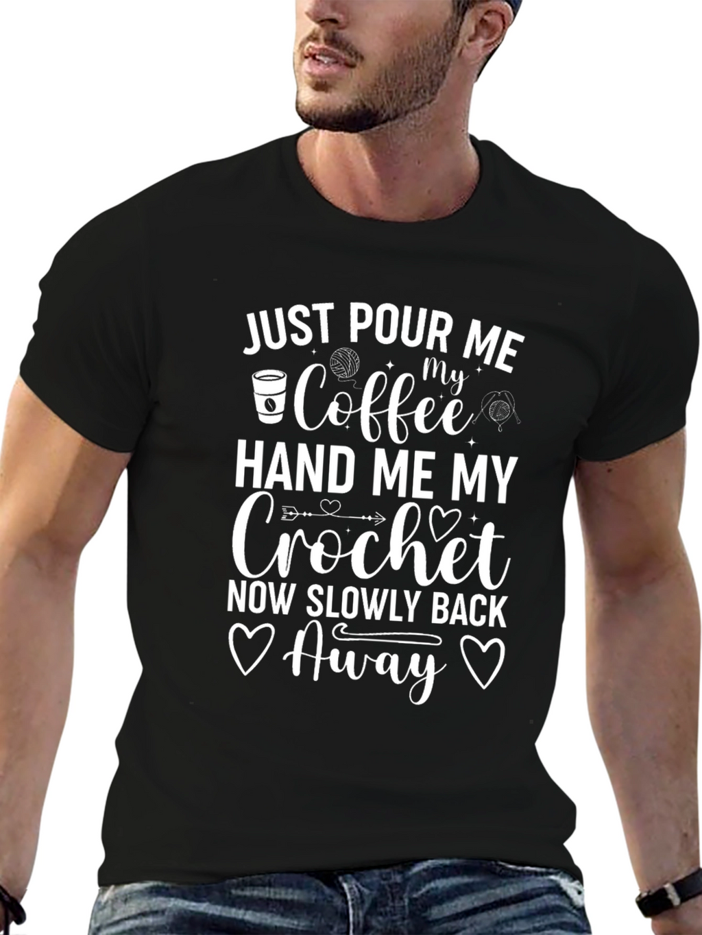 Funny Crochet T-Shirt: Coffee & Yarn Lover Gift
