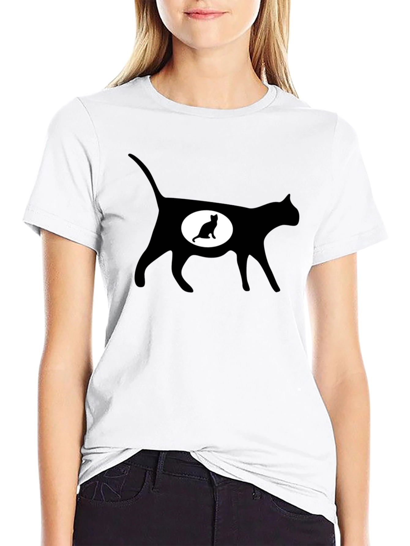 Cat Silhouette T-Shirt - Expecting Kitten