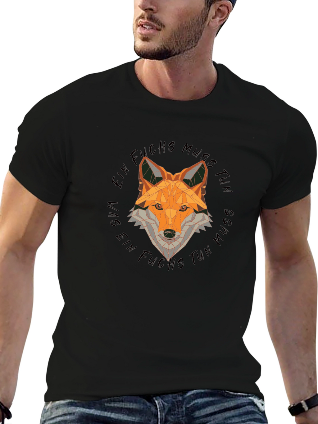 Geometric Fox Graphic Tee - Unisex Black T-Shirt