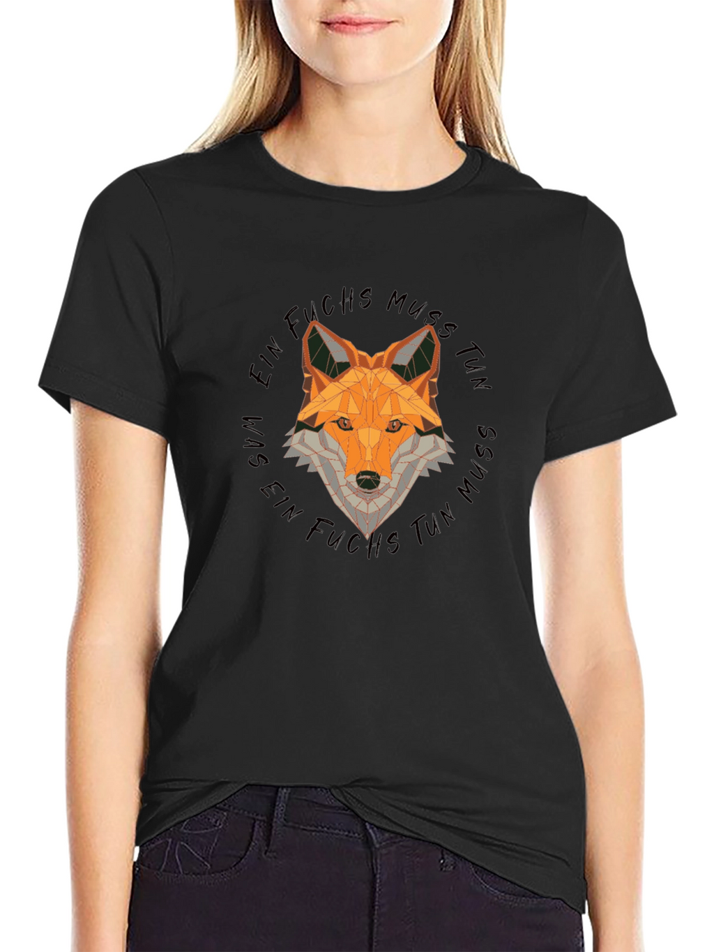 Geometric Fox Graphic Tee - Unisex Black T-Shirt