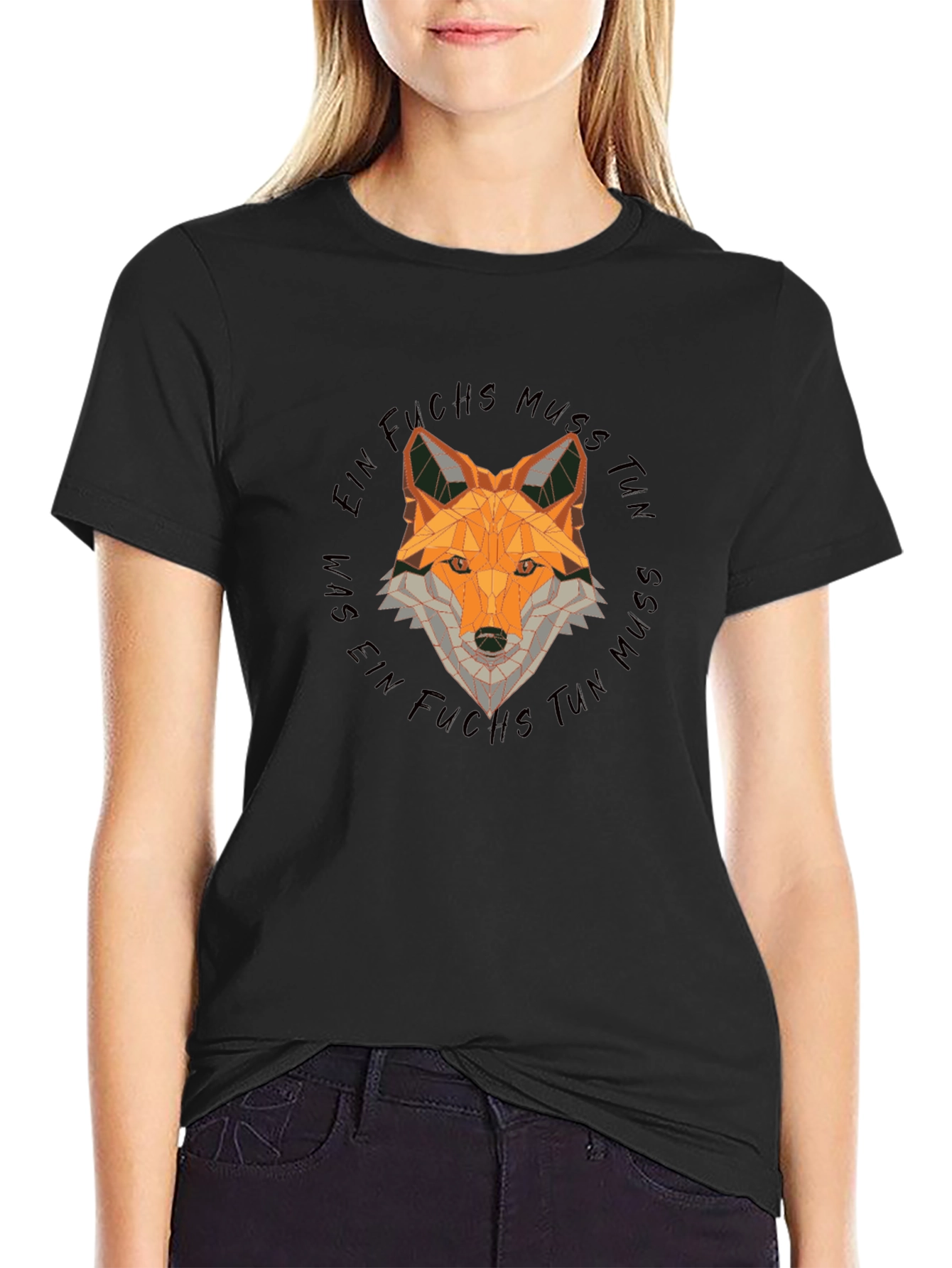 Geometric Fox Graphic Tee - Unisex Black T-Shirt