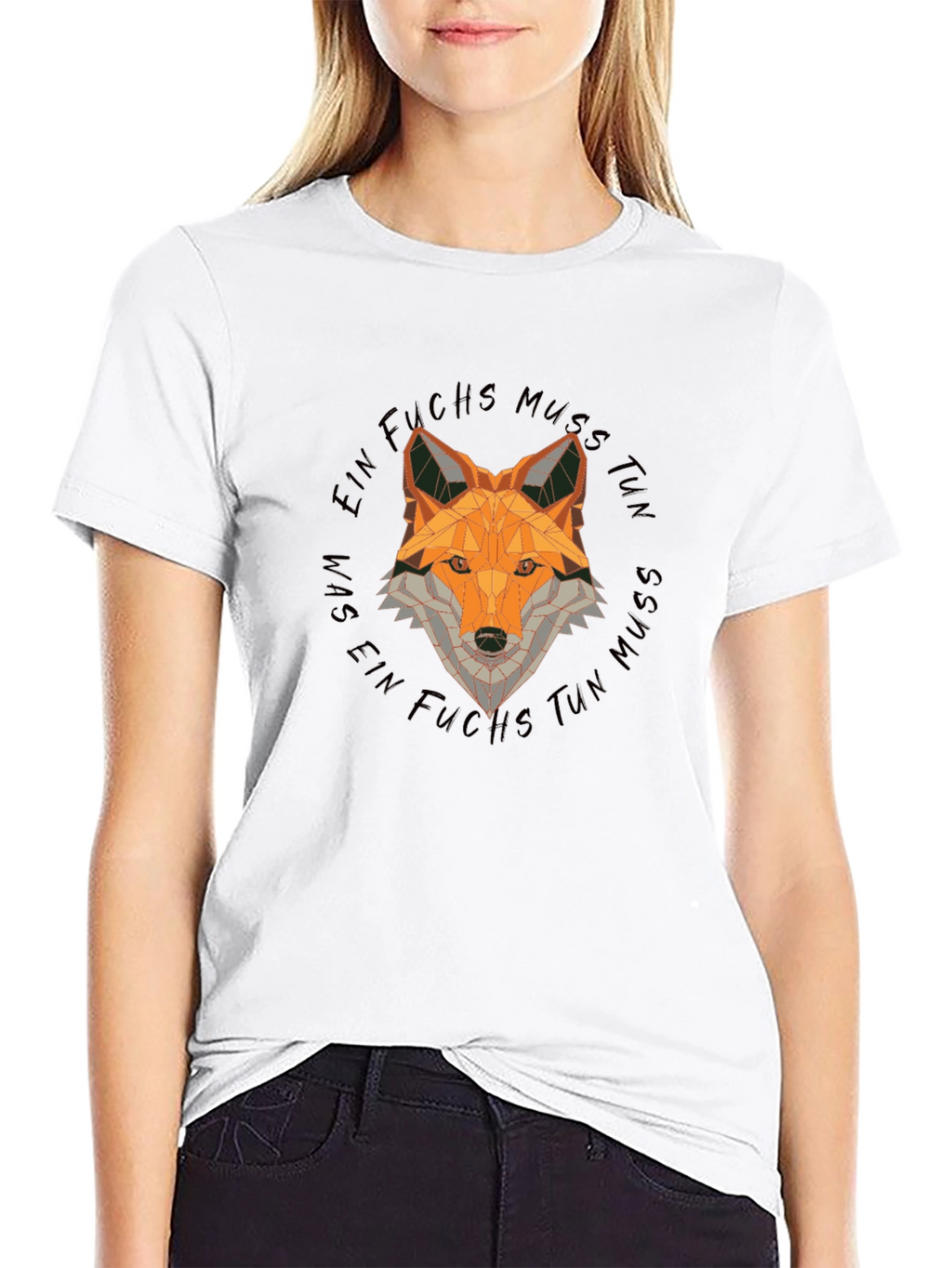 Geometric Fox Graphic Tee - Unisex Black T-Shirt