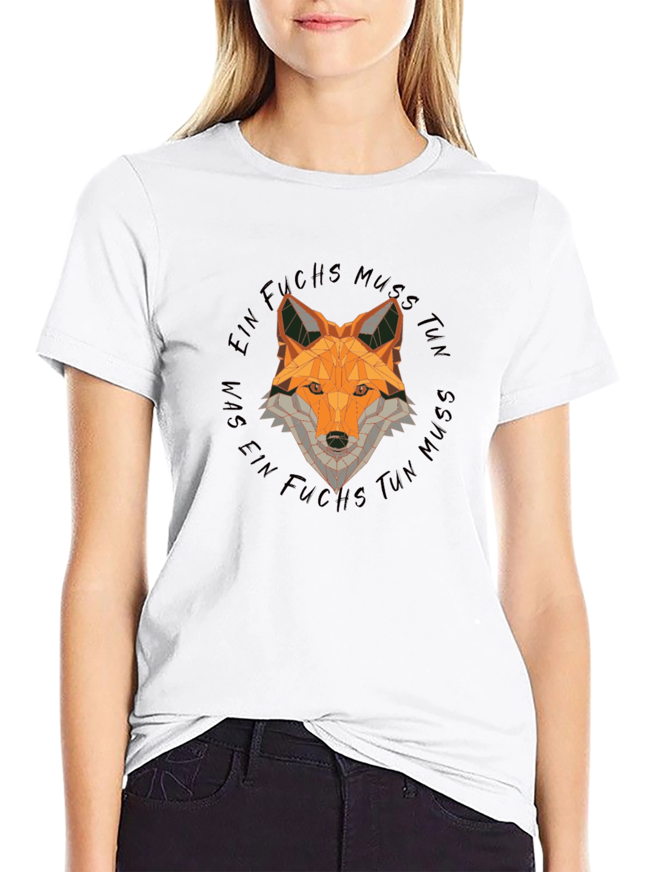 Geometric Fox Graphic Tee - Unisex Black T-Shirt