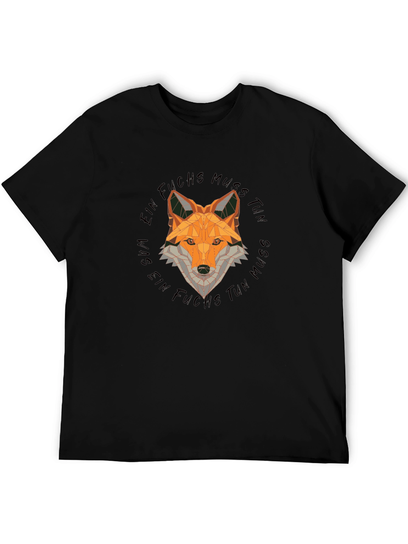 Geometric Fox Graphic Tee - Unisex Black T-Shirt