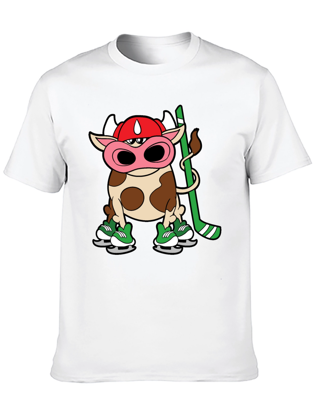 Hockey Cow T-Shirt - Unique Cartoon Tee