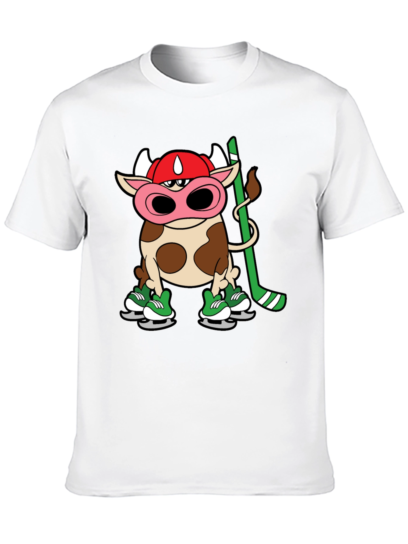 Hockey Cow T-Shirt - Unique Cartoon Tee