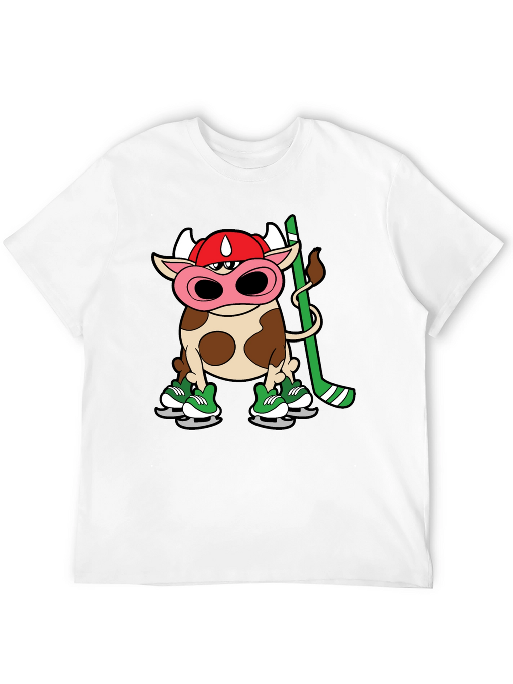 Hockey Cow T-Shirt - Unique Cartoon Tee