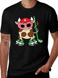 Hockey Cow T-Shirt - Unique Cartoon Tee