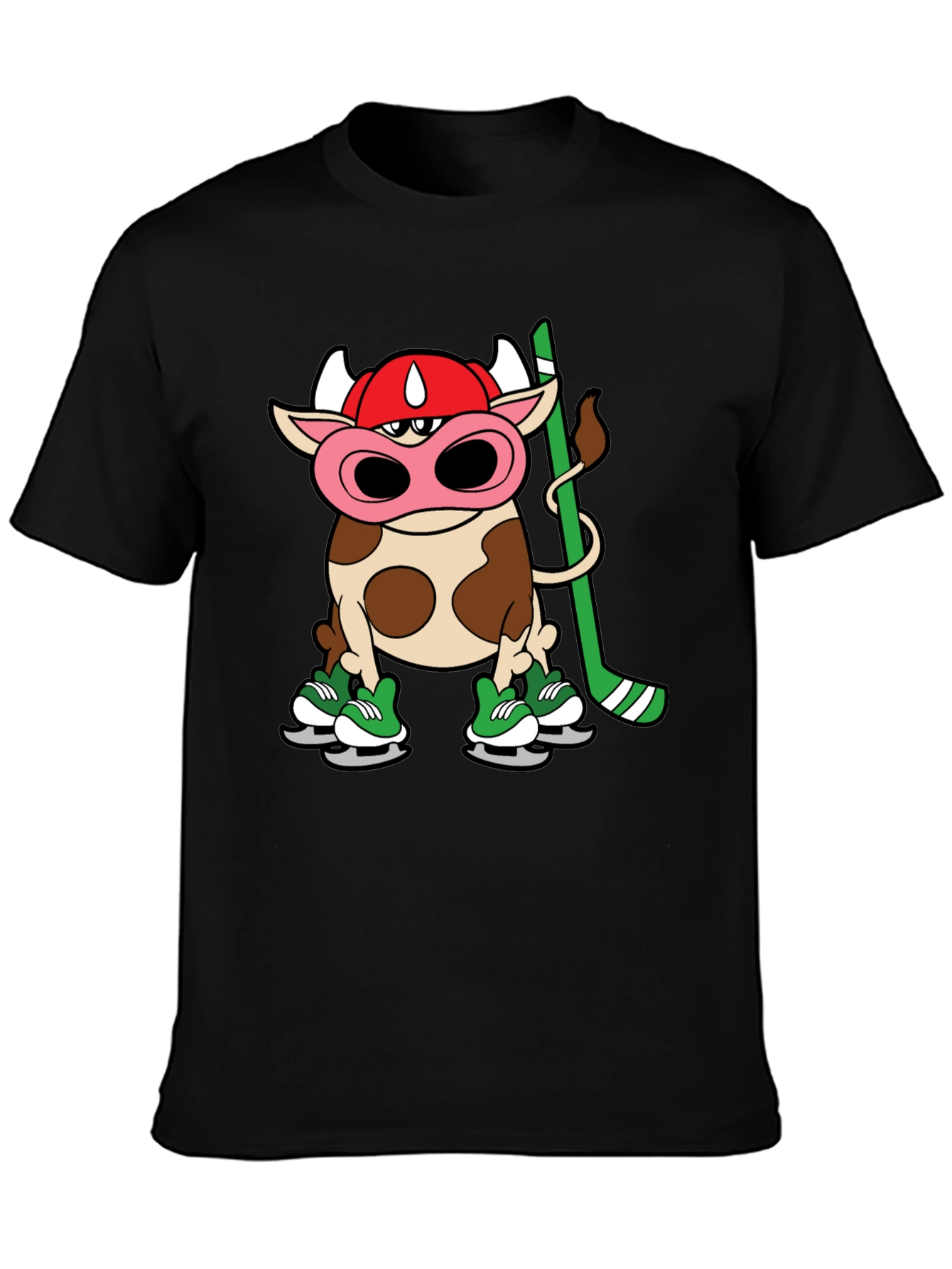 Hockey Cow T-Shirt - Unique Cartoon Tee