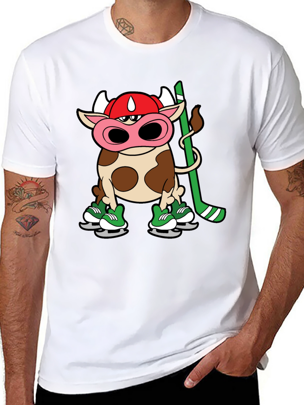 Hockey Cow T-Shirt - Unique Cartoon Tee