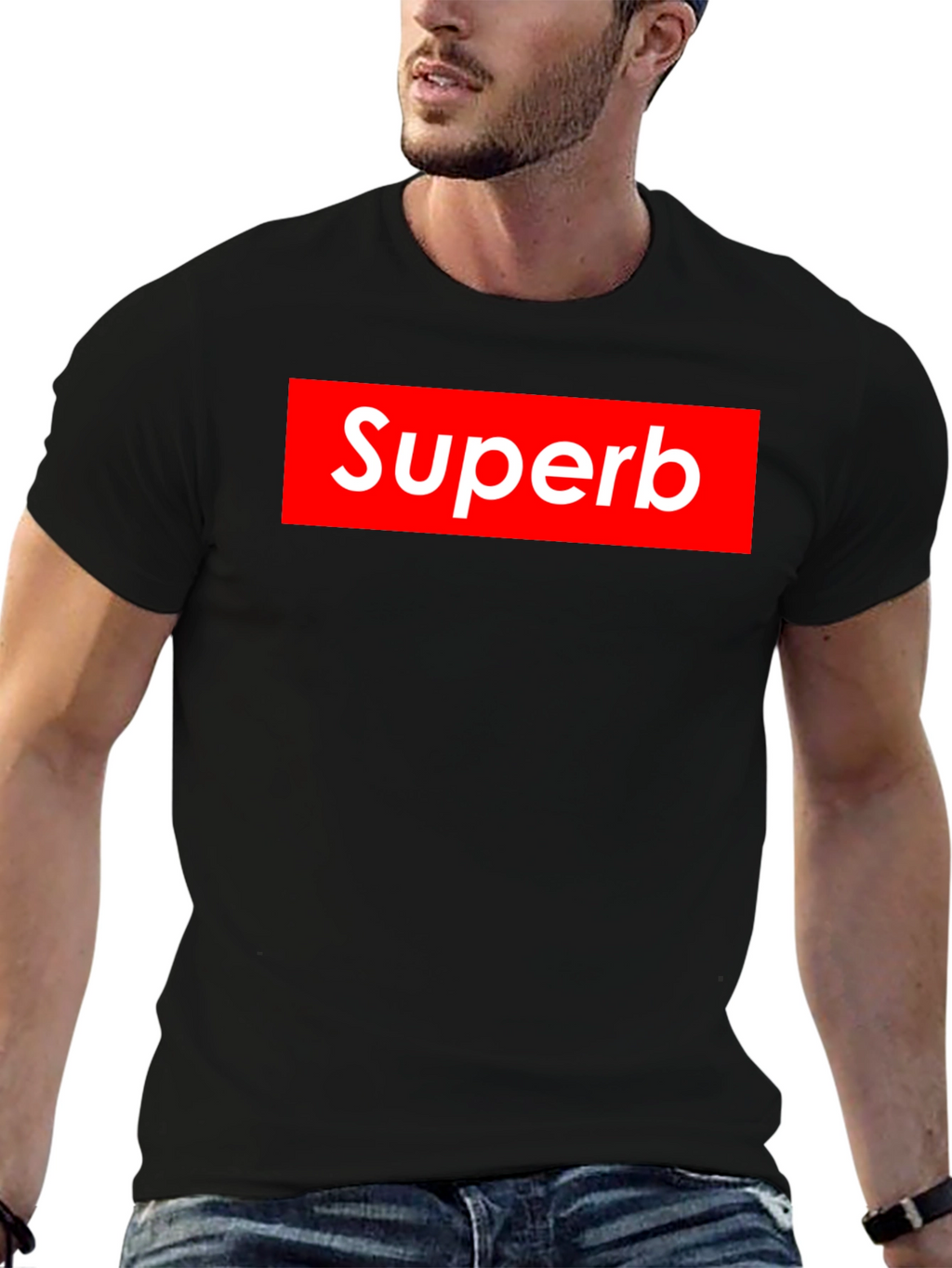 Superb Graphic Tee - Red Box Logo Style T-Shirt