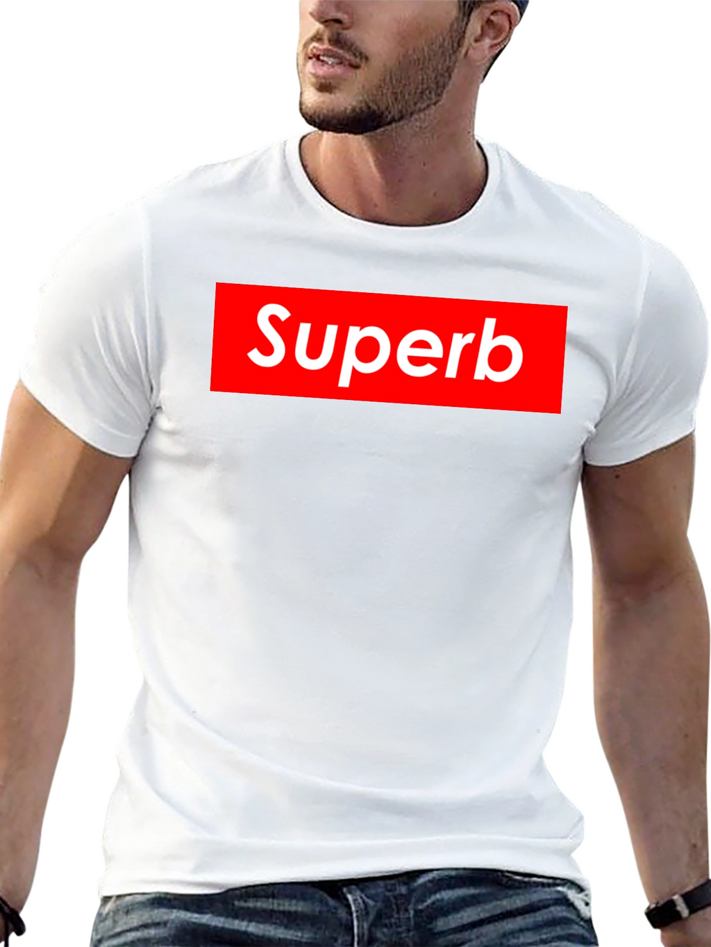 Superb Graphic Tee - Red Box Logo Style T-Shirt