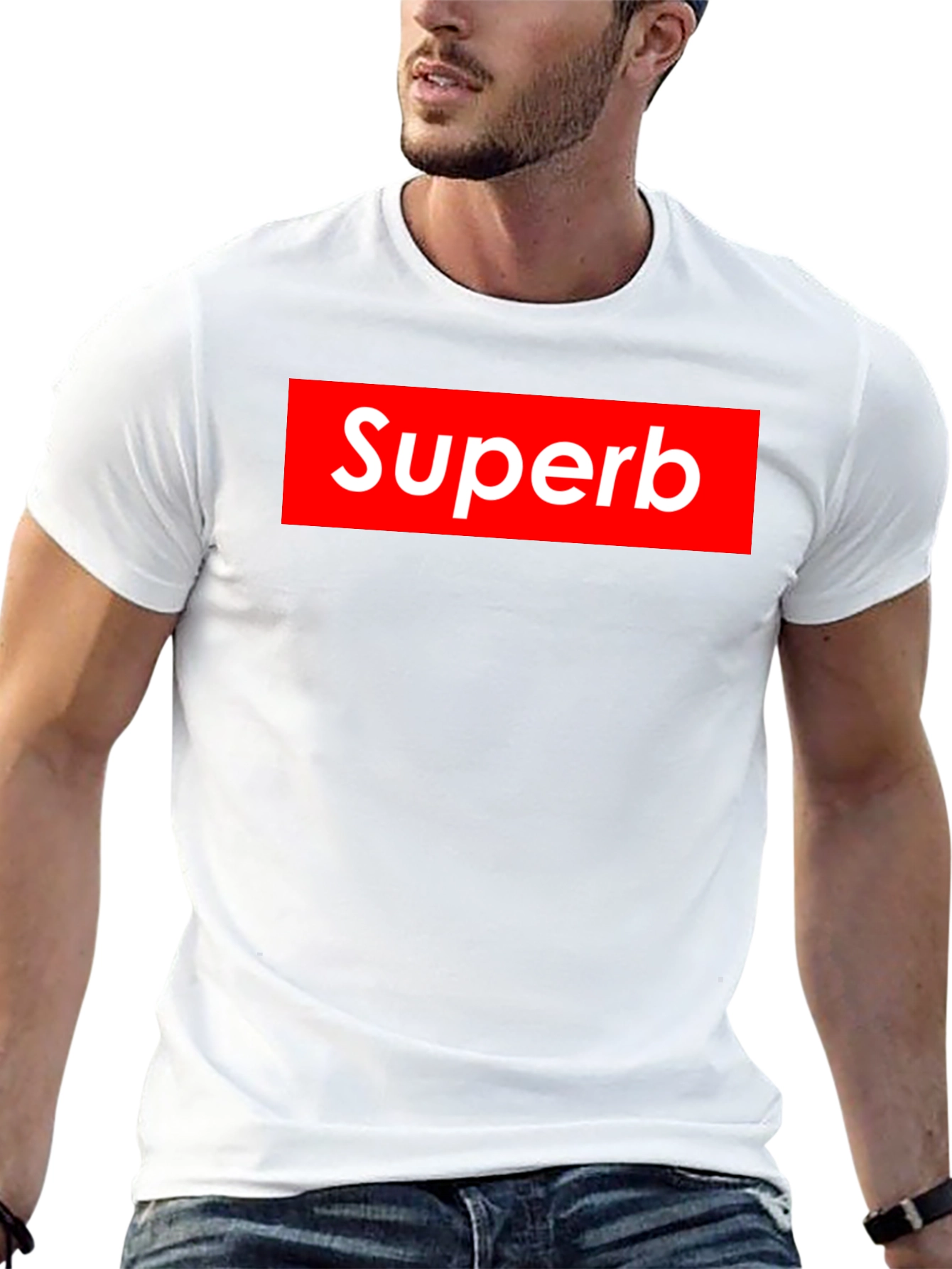 Superb Graphic Tee - Red Box Logo Style T-Shirt