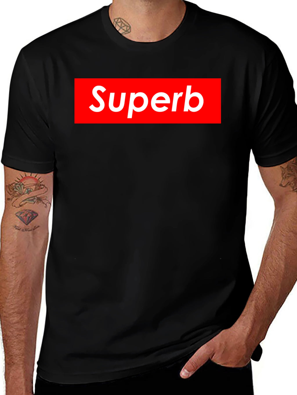 Superb Graphic Tee - Red Box Logo Style T-Shirt