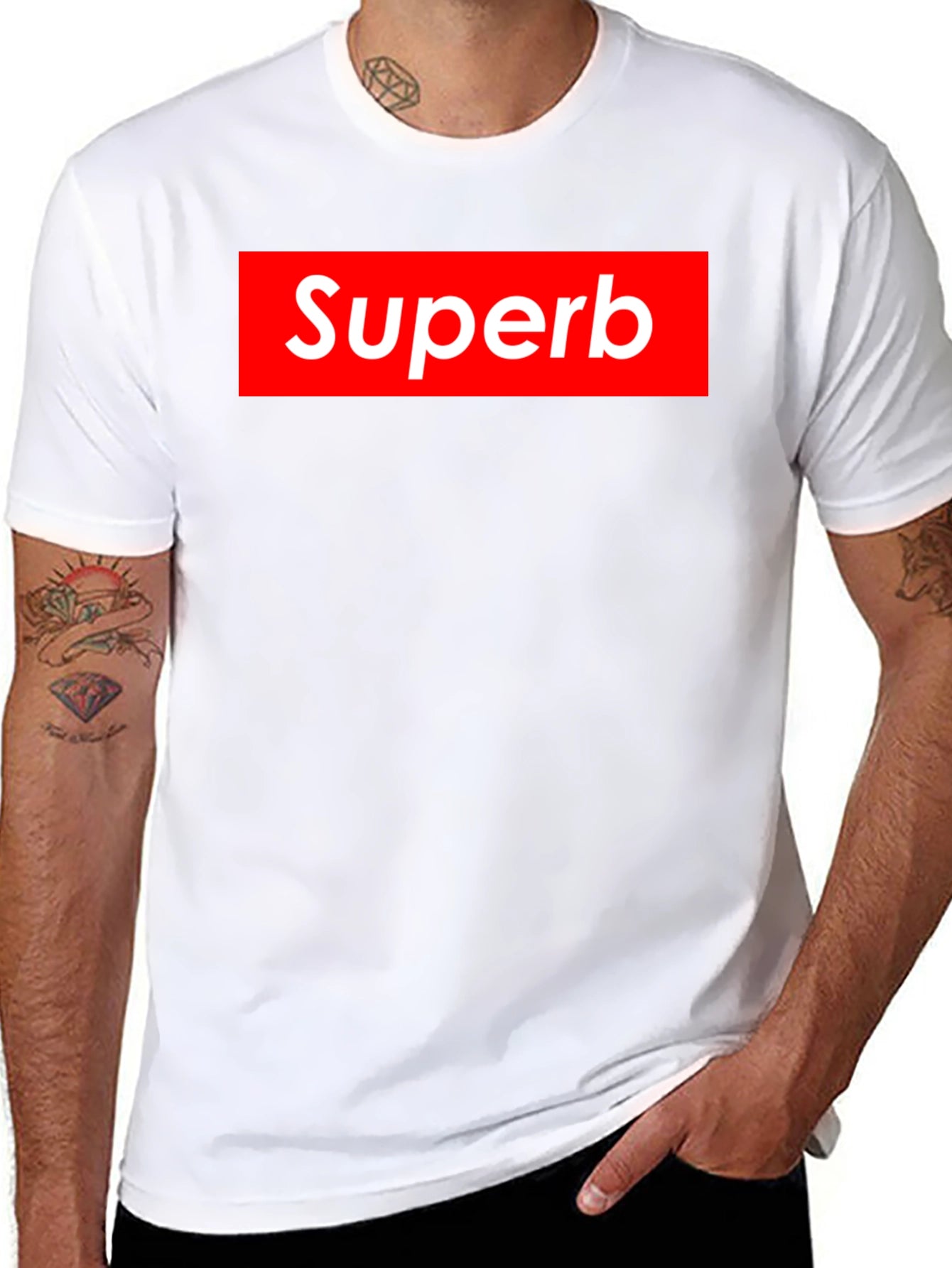 Superb Graphic Tee - Red Box Logo Style T-Shirt