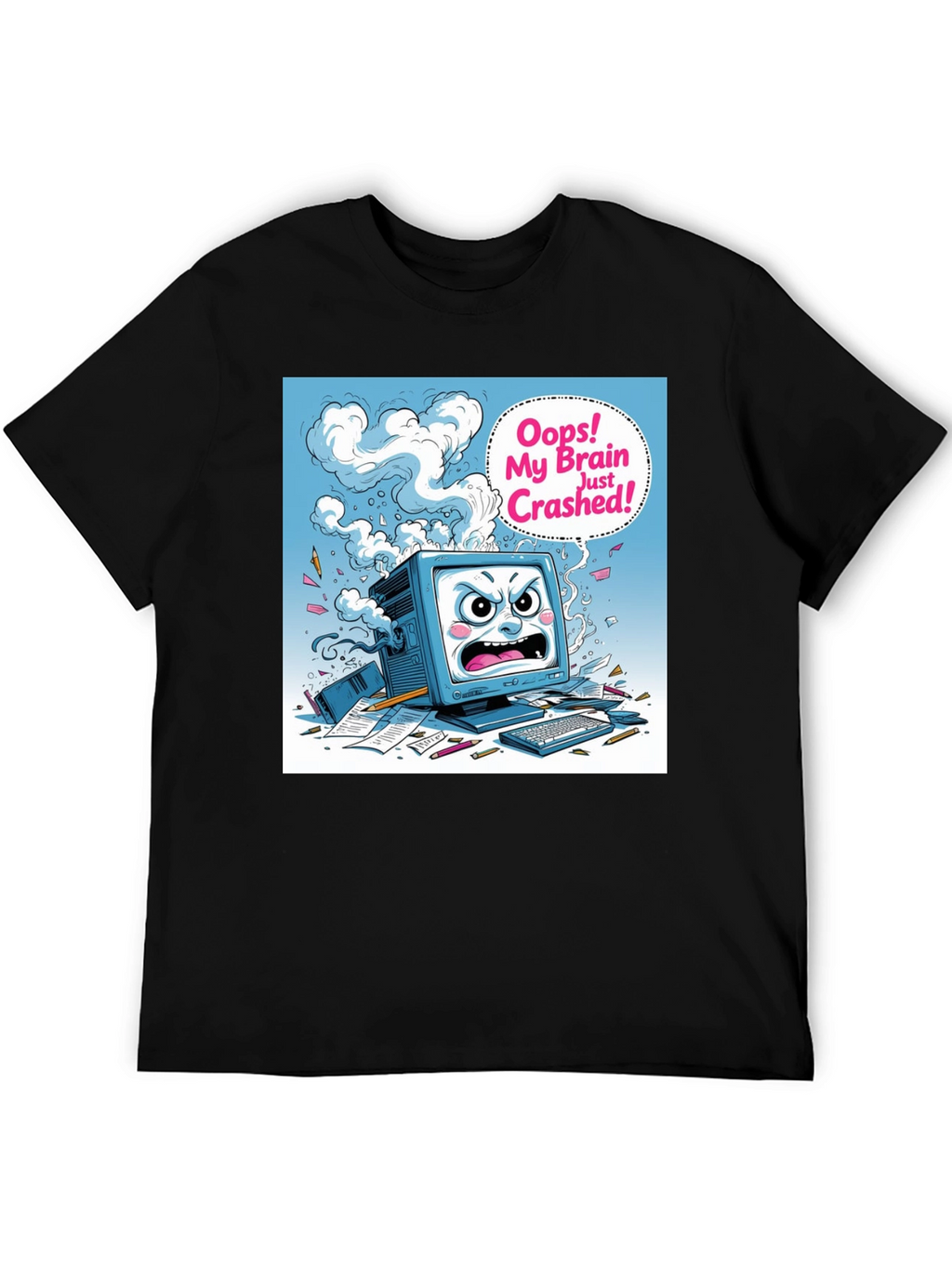Brain Crashed Graphic Tee - Funny Computer Humor