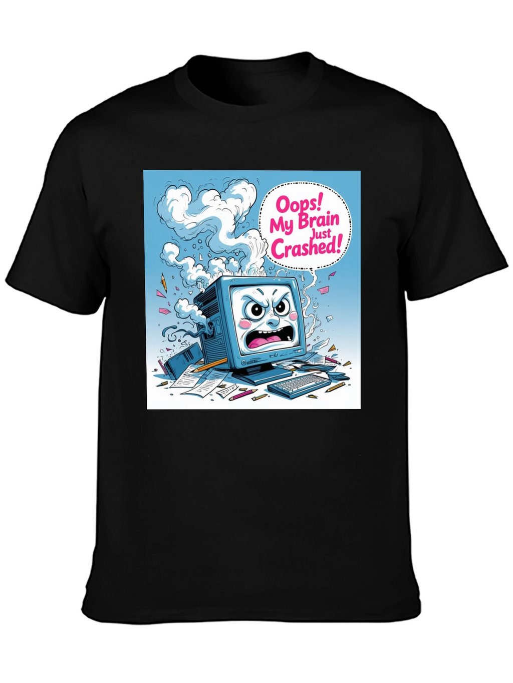 Brain Crashed Graphic Tee - Funny Computer Humor