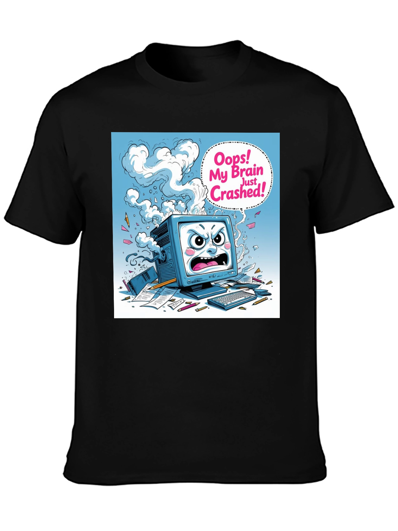 Brain Crashed Graphic Tee - Funny Computer Humor