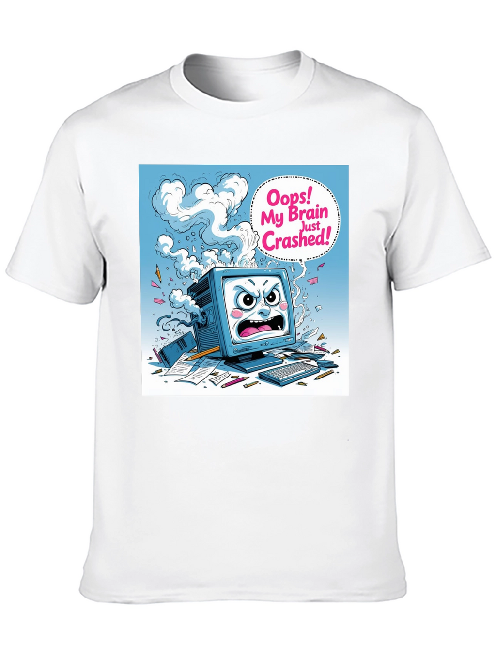 Brain Crashed Graphic Tee - Funny Computer Humor