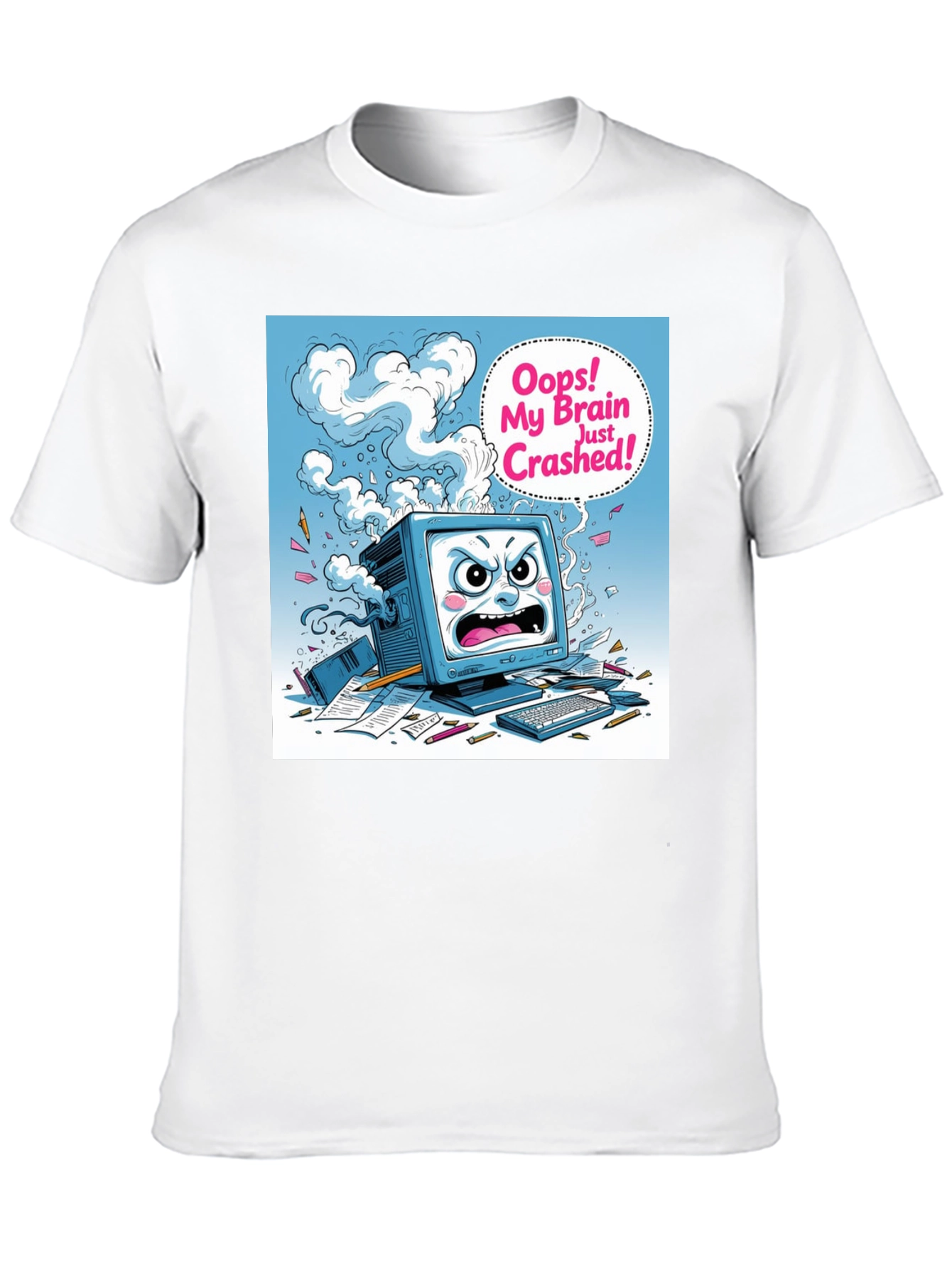 Brain Crashed Graphic Tee - Funny Computer Humor