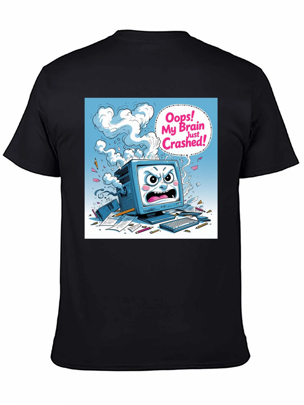 Brain Crashed Graphic Tee - Funny Computer Humor