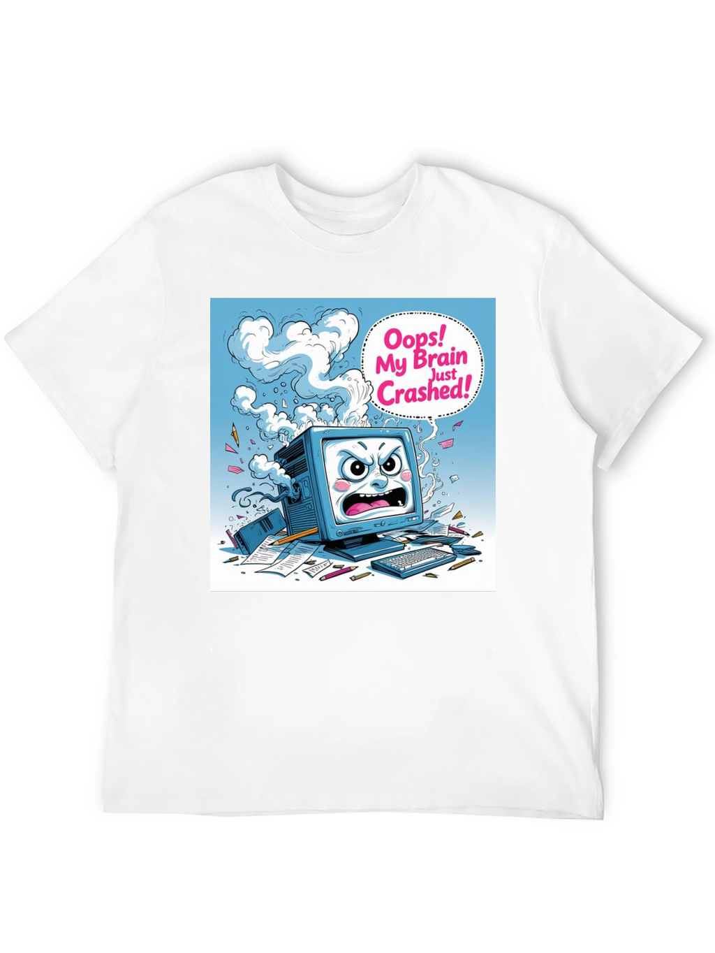 Brain Crashed Graphic Tee - Funny Computer Humor