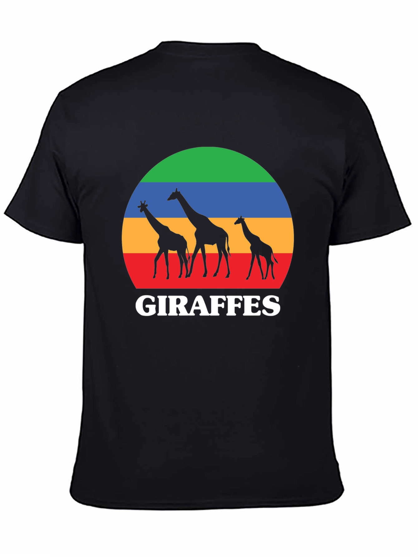Giraffes Sunset Black T-Shirt