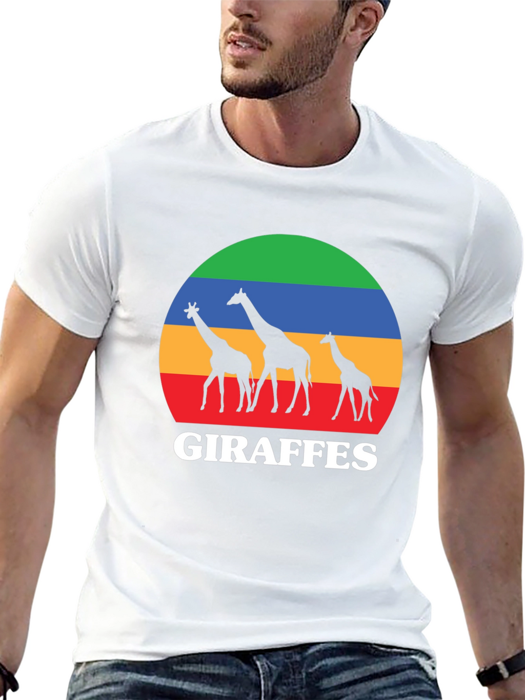 Giraffes Sunset Black T-Shirt