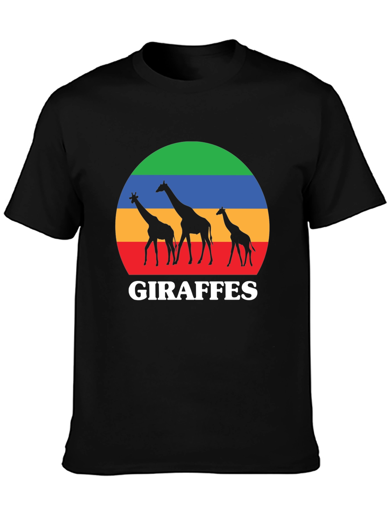 Giraffes Sunset Black T-Shirt