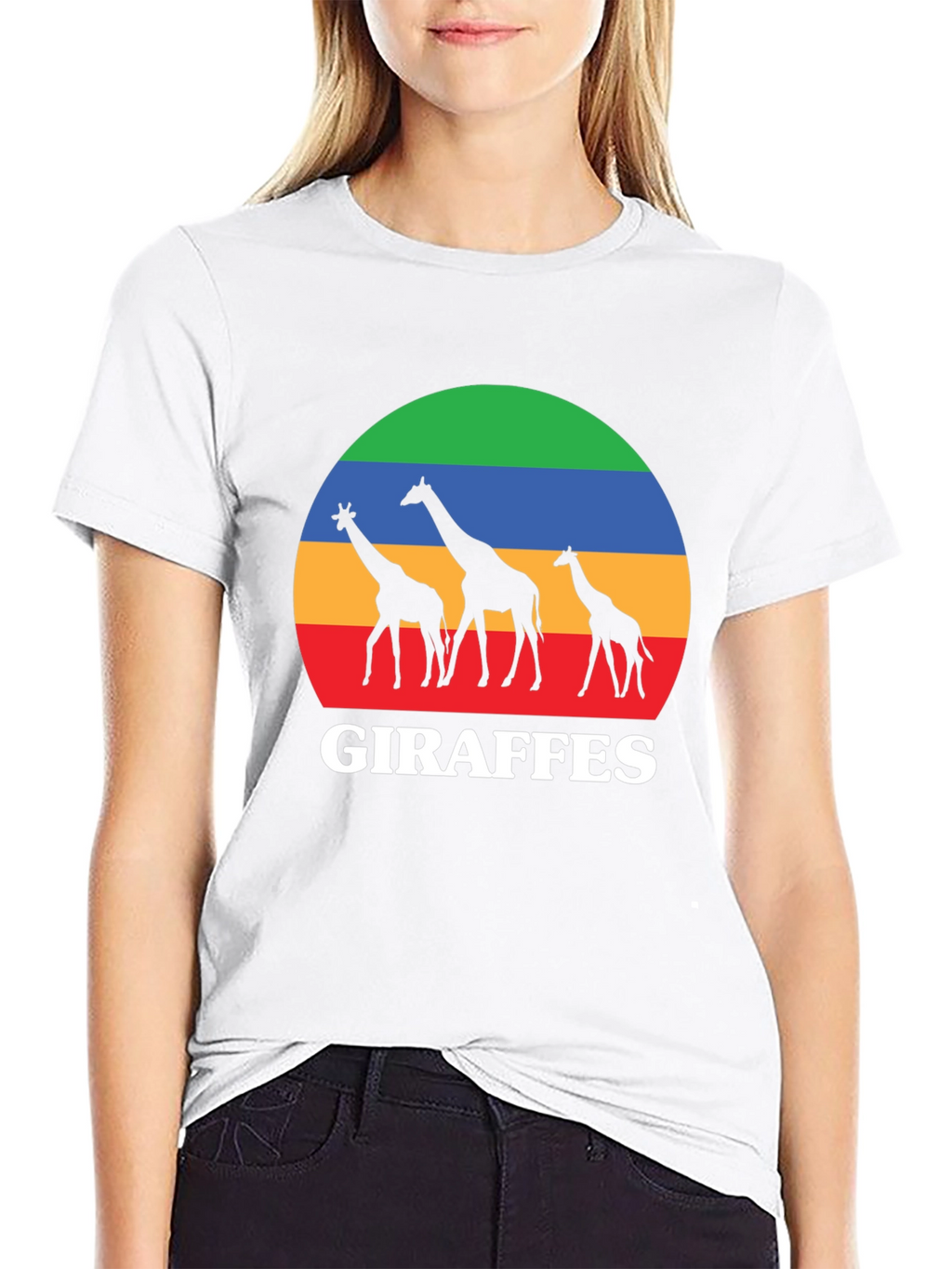 Giraffes Sunset Black T-Shirt