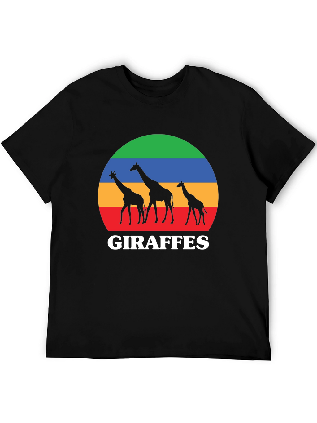 Giraffes Sunset Black T-Shirt