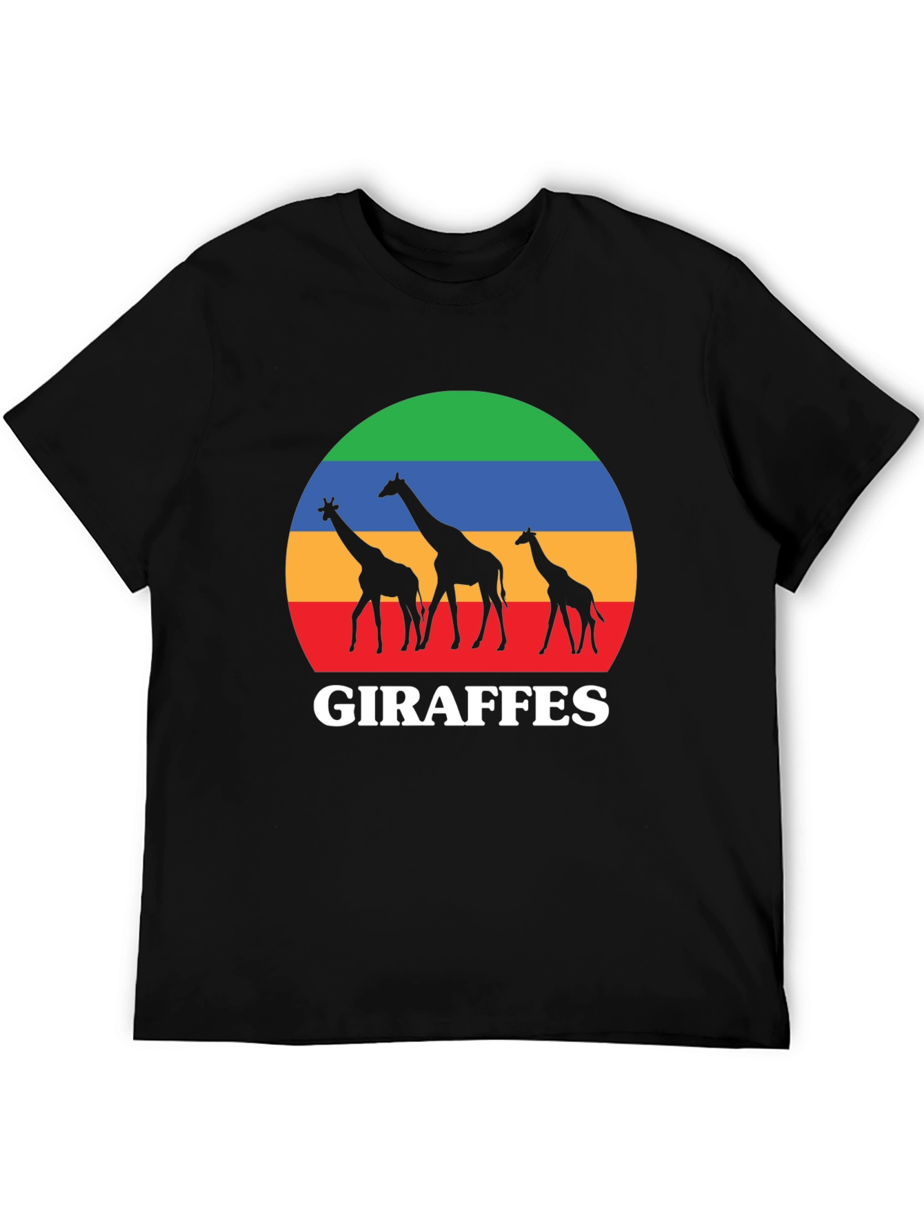 Giraffes Sunset Black T-Shirt