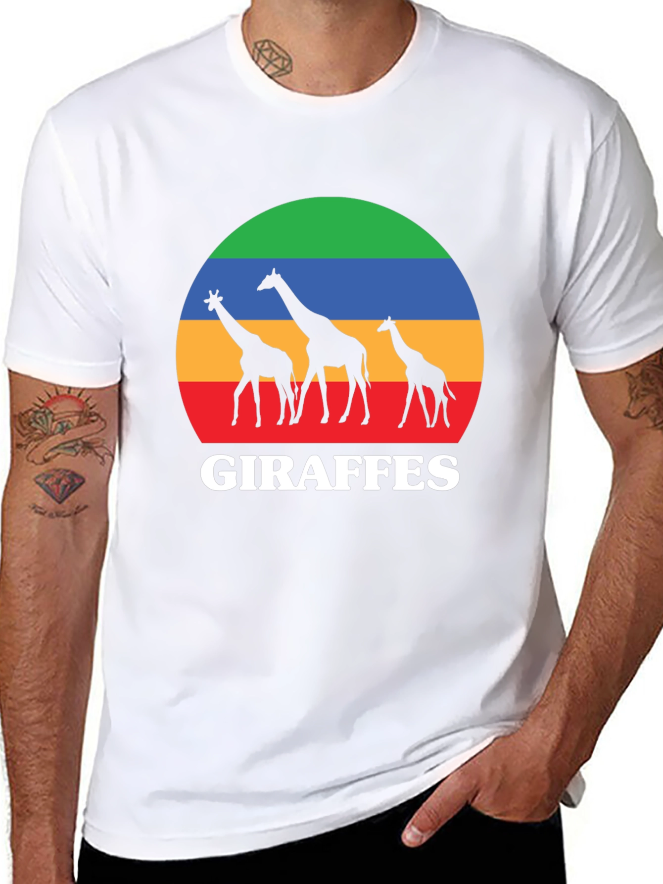 Giraffes Sunset Black T-Shirt